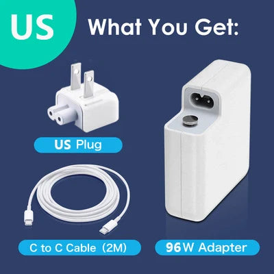 96W USB C Charger for MacBook Pro 16, 15, 14, 13 Inch M3 M2 M1 MacBook Air, USB-C Power Adapter for Laptop, with 6.6 ft 5A Cable