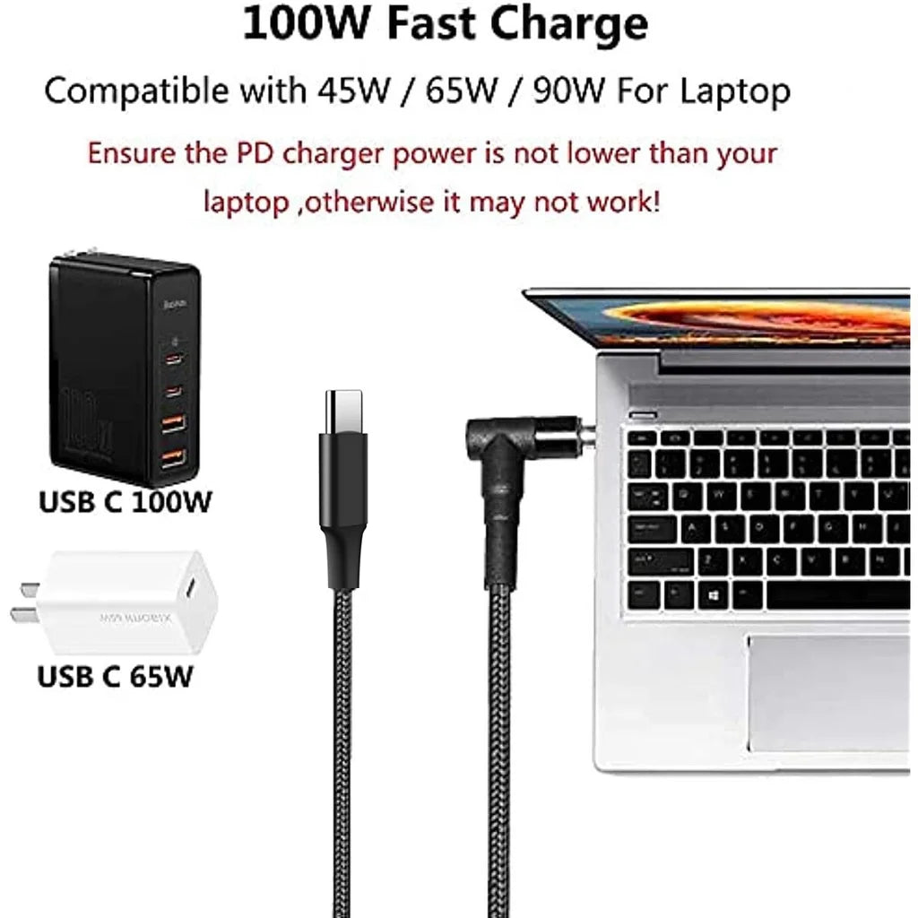100W USB-C to DC 5.5x2.5mm Laptop Charger - Fast Charging PD Cable for Asus, Lenovo, Toshiba (18-20V)
