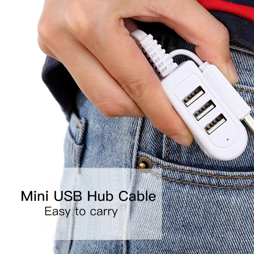 3 In 1 USB Splitter Socket Multi-function 3A Charger Converter USB Port Hub Digital Data Cables Accessories Extension Cable Line
