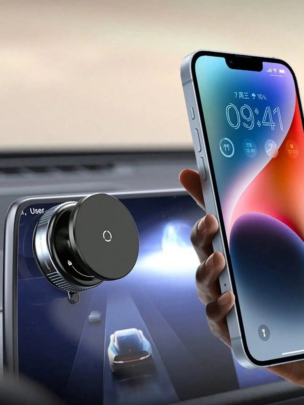 Universal Car Phone Mount - Dual Fixation: Vacuum Suction & N52 Magnetic Adsorption, Windshield/Dashboard Compatible