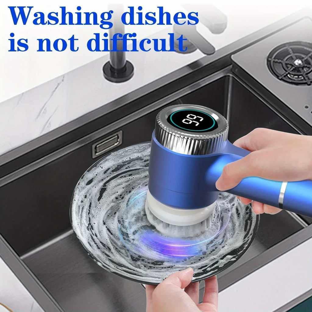Midea Electric Spin Scrubber Cleaning Brush Multifunctional With 5 Replaceable Brush Head Led Display Kitchen Toilet Cleanbrush
