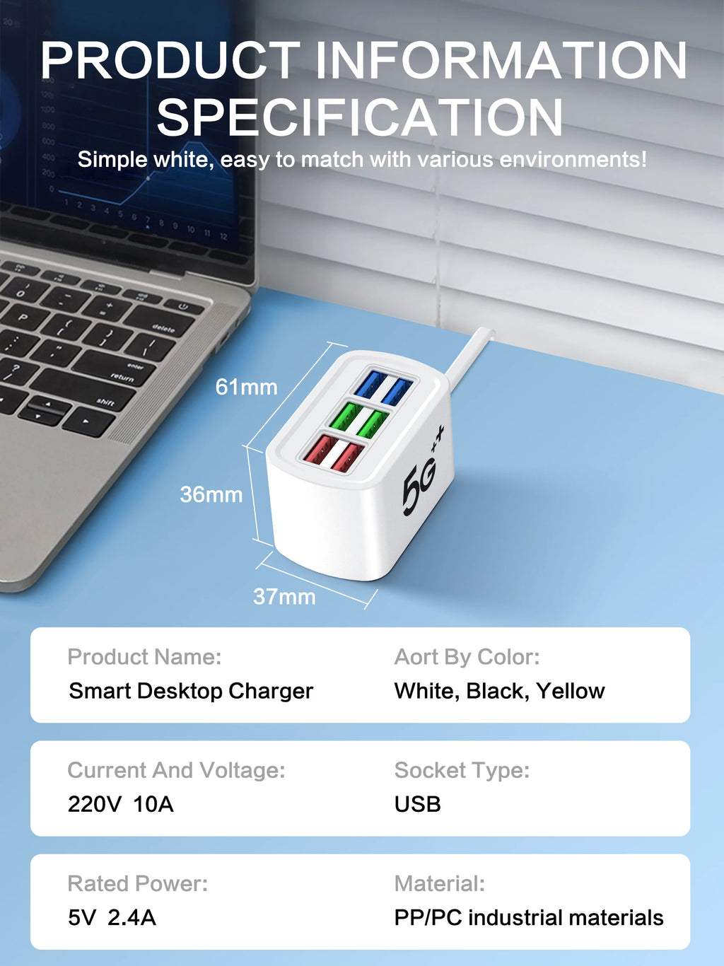 USB Phone Charger Power Strip Multi 6 Ports Universal Adapter Fast Quick Charging Head Socket Wall Charger Socket HUB Splitter