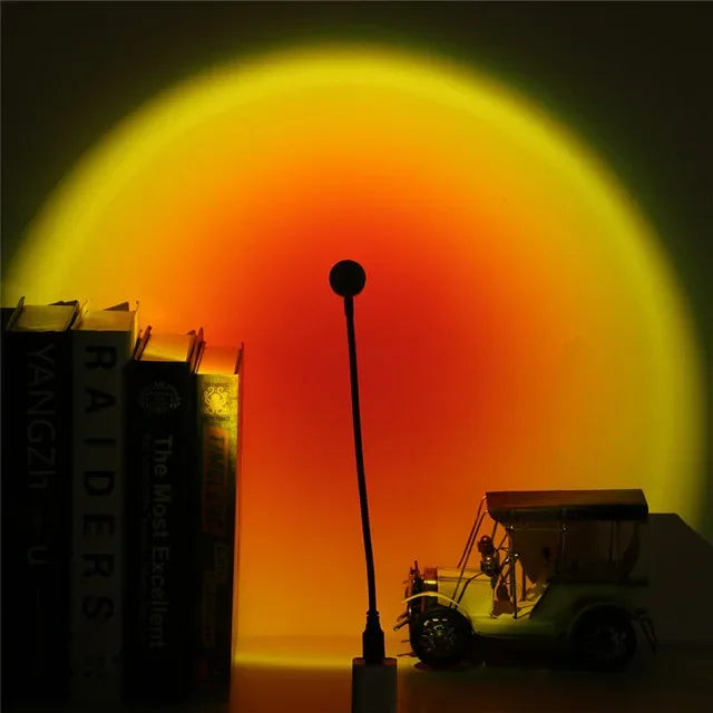 USB Sunset Projection Lamp Rainbow Atmosphere Night Light Sunset Light for Photography Selfie Coffee Store Live Wall Decoration
