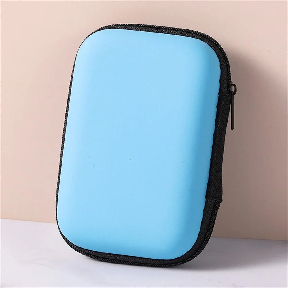 Portable Travel EVA Storage Bag with Protective Zipper for Flash Drive Headphones Mobile Phone Charger Data Cable Organizer