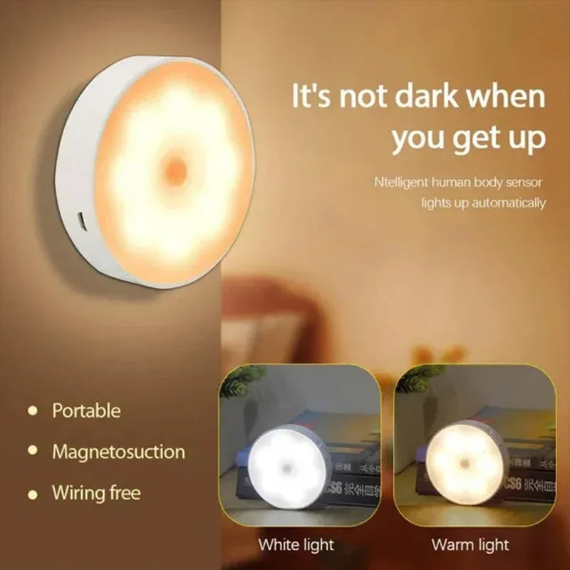 USB Motion Sensor LED Night Light Rechargeable  Magnetic Wireless Lamp  LED Closet Light For Kitchen Cabinet Wardrobe Lamp