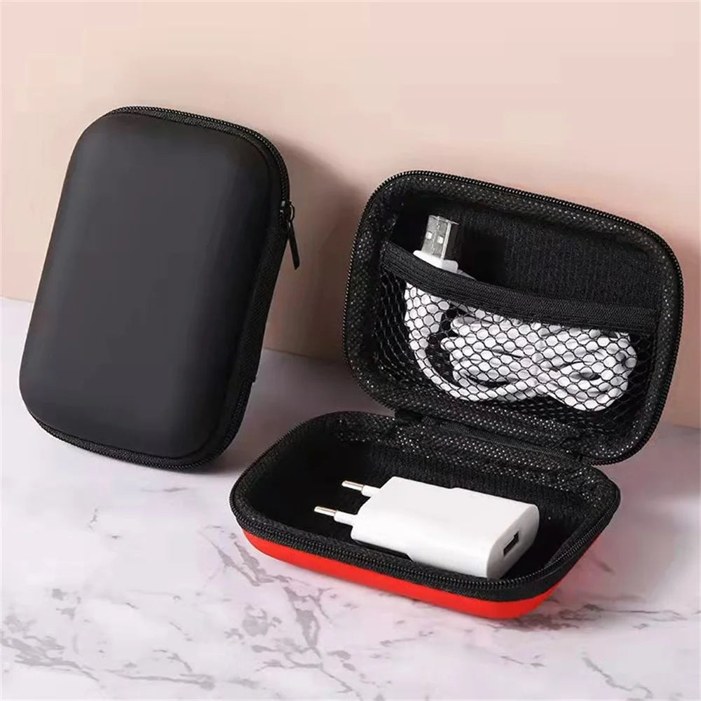 Portable Travel EVA Storage Bag with Protective Zipper for Flash Drive Headphones Mobile Phone Charger Data Cable Organizer