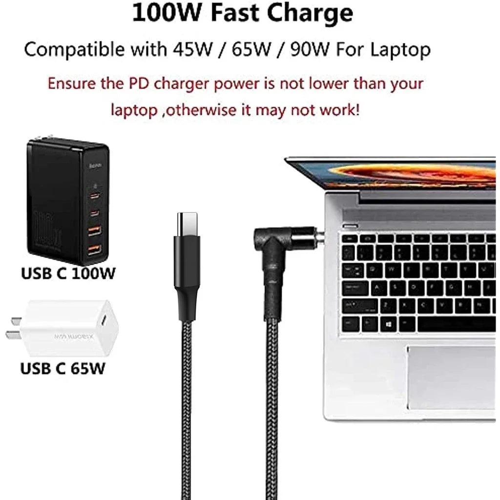 100W USB-C to DC 5.5x2.5mm Laptop Charger - Fast Charging PD Cable for Asus, Lenovo, Toshiba (18-20V)