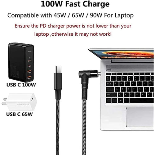 100W USB-C to DC 5.5x2.5mm Laptop Charger - Fast Charging PD Cable for Asus, Lenovo, Toshiba (18-20V)