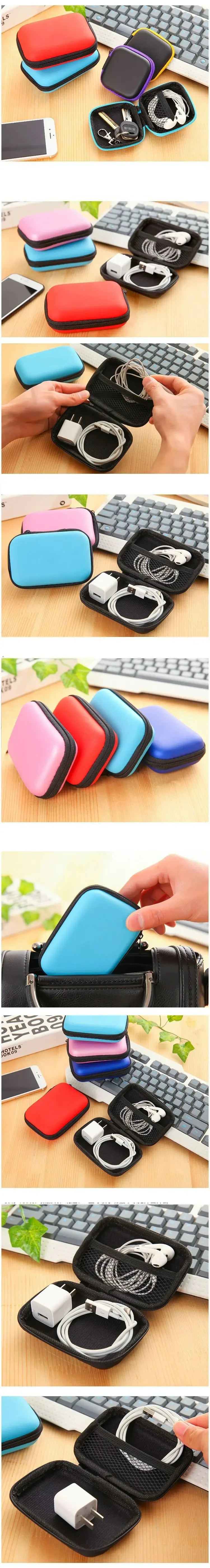 Portable Travel EVA Storage Bag with Protective Zipper for Flash Drive Headphones Mobile Phone Charger Data Cable Organizer