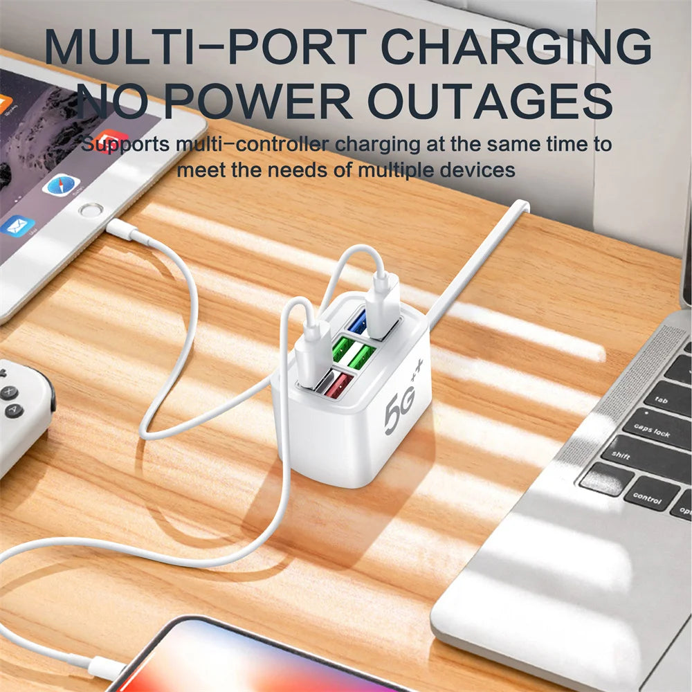 USB Phone Charger Power Strip Multi 6 Ports Universal Adapter Fast Quick Charging Head Socket Wall Charger Socket HUB Splitter