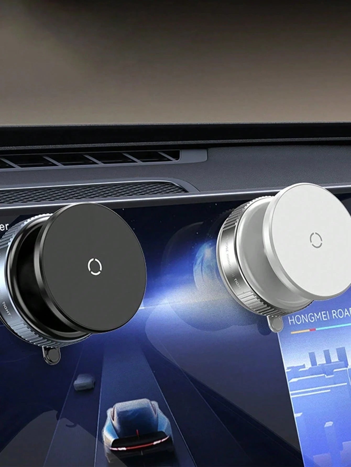 Universal Car Phone Mount - Dual Fixation: Vacuum Suction & N52 Magnetic Adsorption, Windshield/Dashboard Compatible