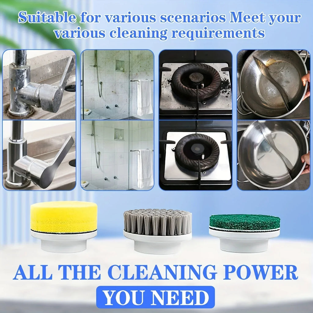 Midea Electric Spin Scrubber Cleaning Brush Multifunctional With 5 Replaceable Brush Head Led Display Kitchen Toilet Cleanbrush