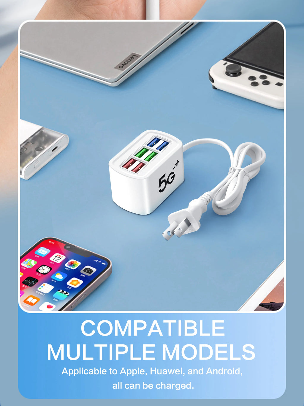 USB Phone Charger Power Strip Multi 6 Ports Universal Adapter Fast Quick Charging Head Socket Wall Charger Socket HUB Splitter