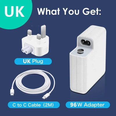 96W USB C Charger for MacBook Pro 16, 15, 14, 13 Inch M3 M2 M1 MacBook Air, USB-C Power Adapter for Laptop, with 6.6 ft 5A Cable