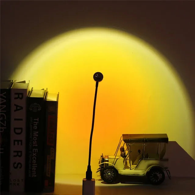 USB Sunset Projection Lamp Rainbow Atmosphere Night Light Sunset Light for Photography Selfie Coffee Store Live Wall Decoration