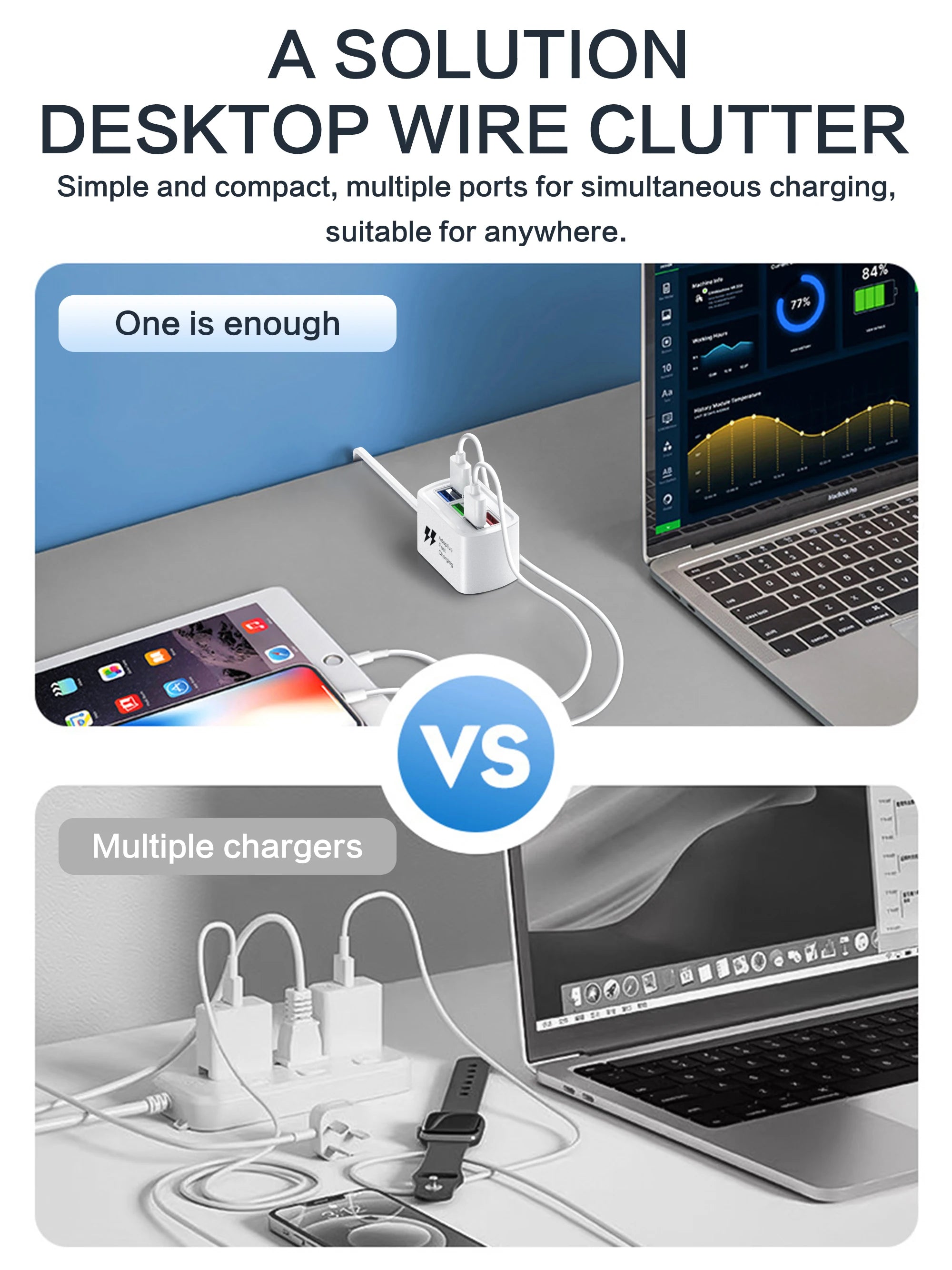 USB Phone Charger Power Strip Multi 6 Ports Universal Adapter Fast Quick Charging Head Socket Wall Charger Socket HUB Splitter