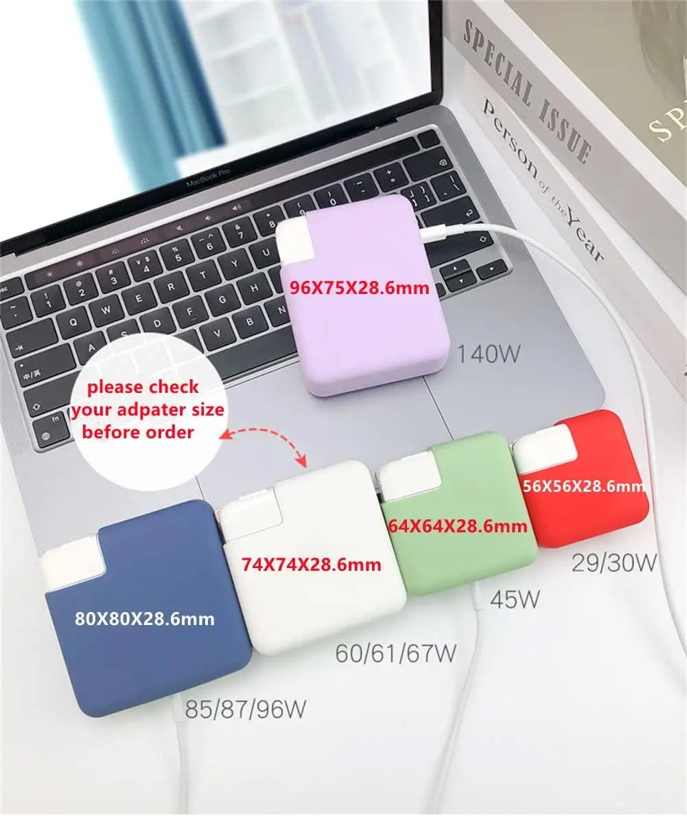 70W 45W Charger Protective Sleeve Case For MacBook Air 13.6 inch 2025 M4 M3 M2 Air 15.3 pro 14 inch 2023 2024 Silicone Cover