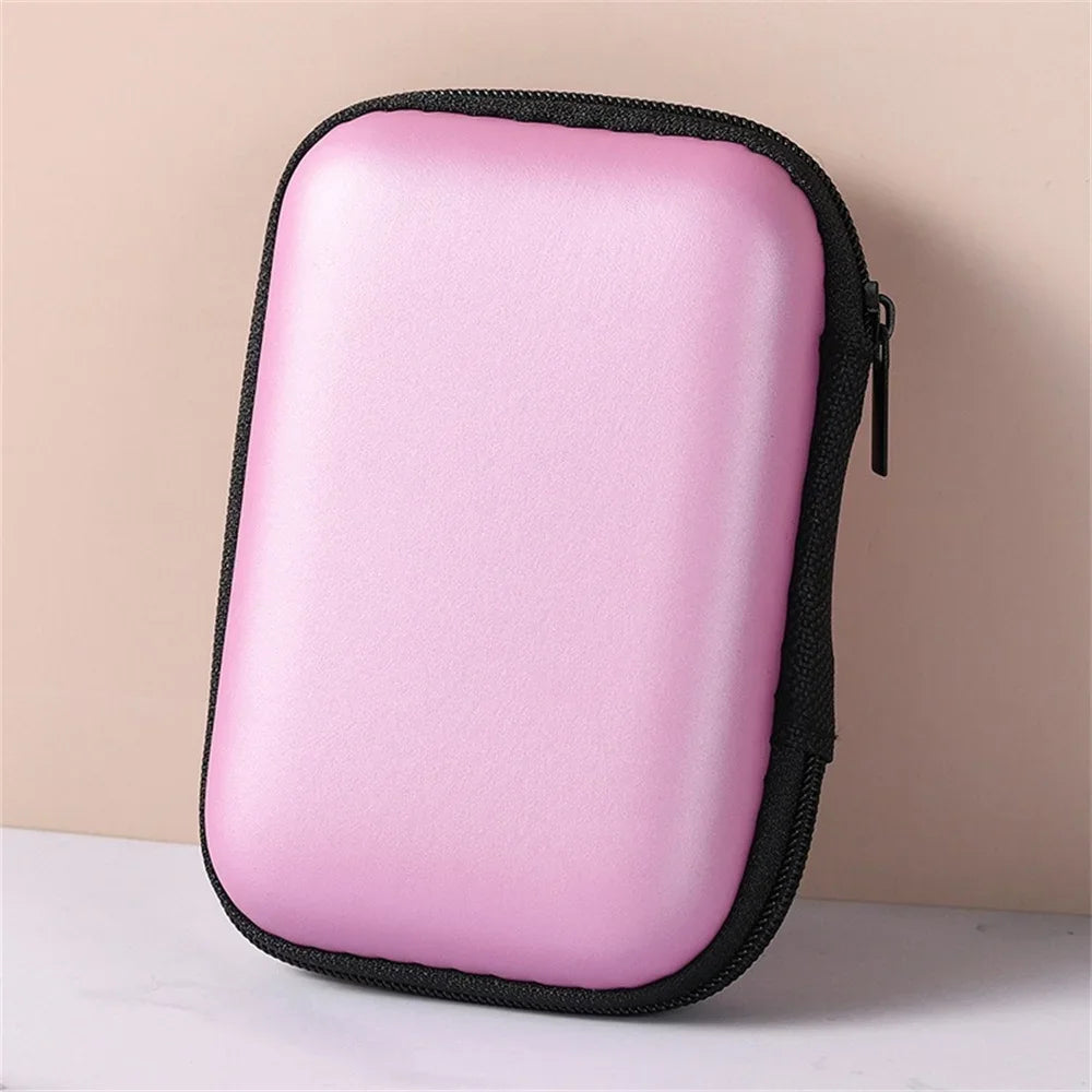 Portable Travel EVA Storage Bag with Protective Zipper for Flash Drive Headphones Mobile Phone Charger Data Cable Organizer