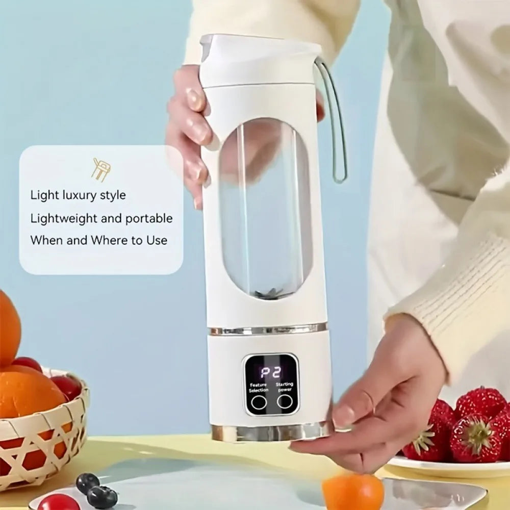 Portable USB Rechargeable Mini Blender & Juicer with Digital Display & 12-Blade System - Suitable for Travel, 3 Modes, USB- Oper