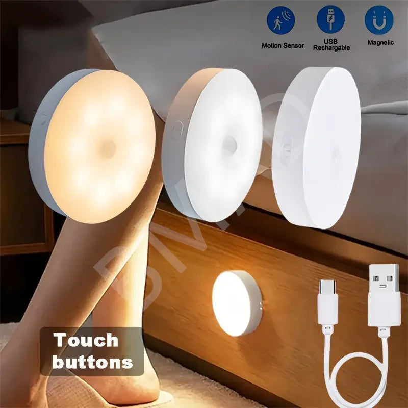 USB Motion Sensor LED Night Light Rechargeable  Magnetic Wireless Lamp  LED Closet Light For Kitchen Cabinet Wardrobe Lamp
