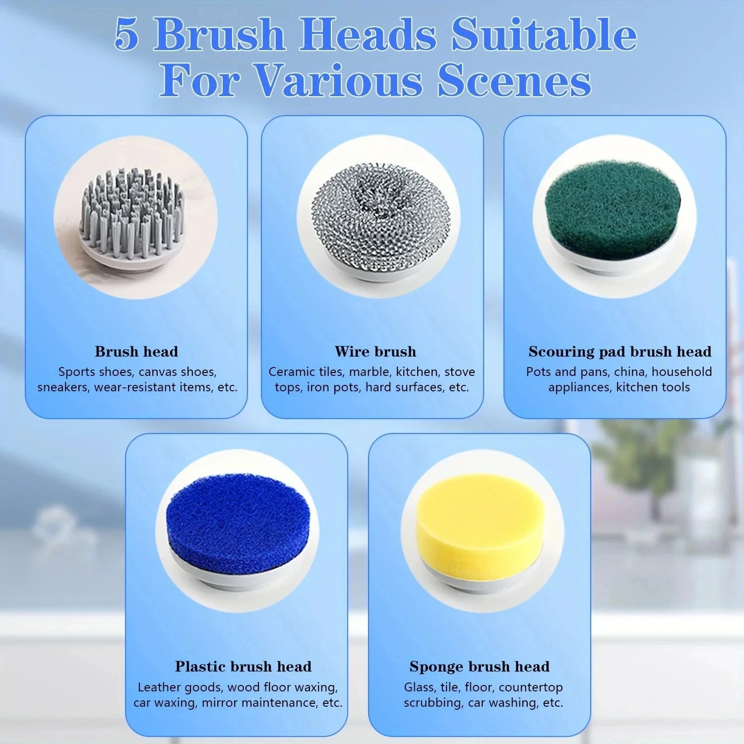 Midea Electric Spin Scrubber Cleaning Brush Multifunctional With 5 Replaceable Brush Head Led Display Kitchen Toilet Cleanbrush