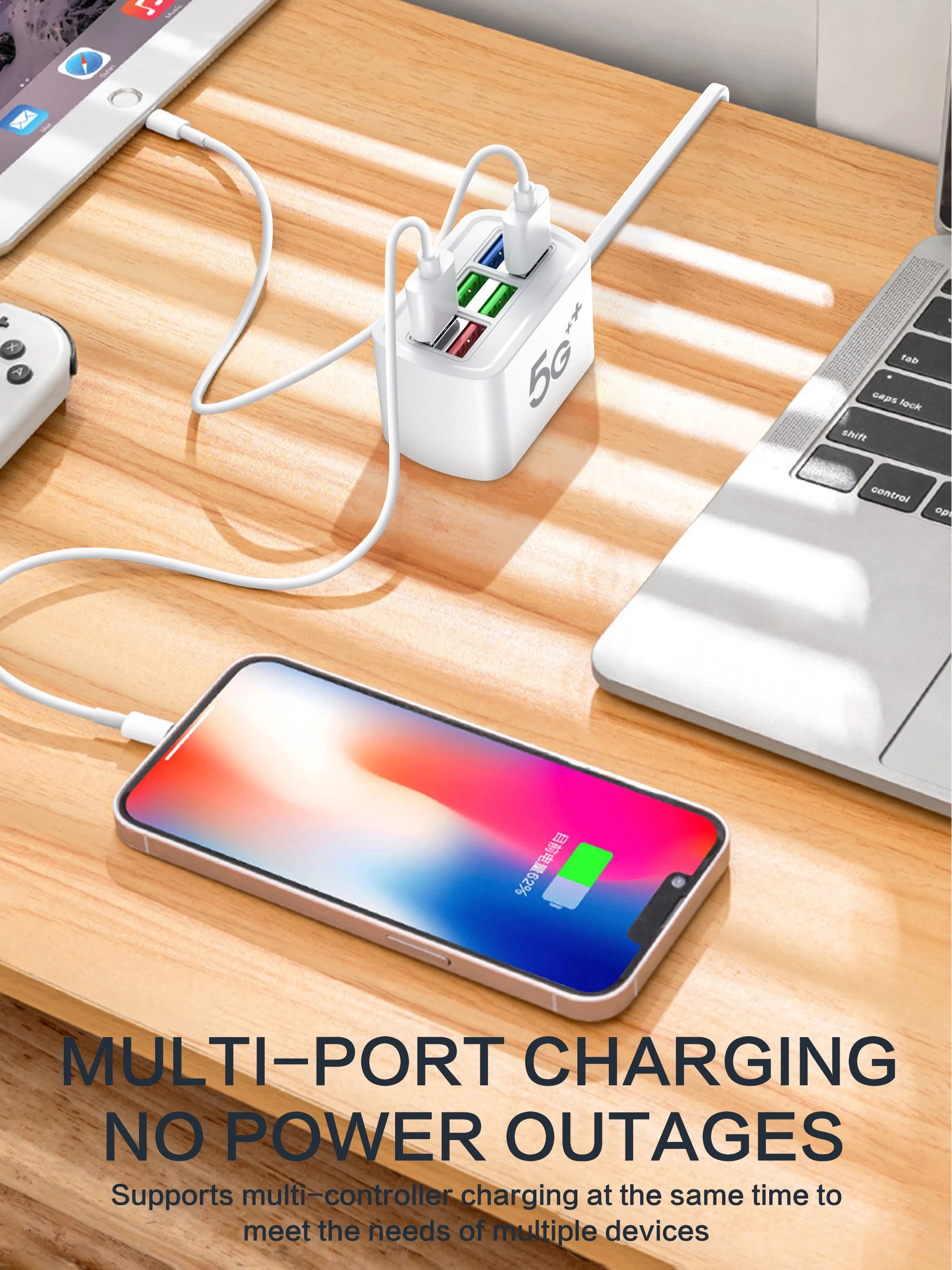 USB Phone Charger Power Strip Multi 6 Ports Universal Adapter Fast Quick Charging Head Socket Wall Charger Socket HUB Splitter
